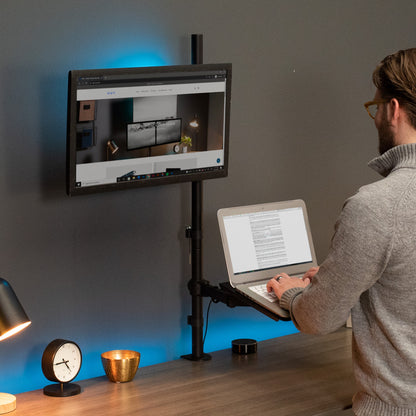 Sturdy single monitor and laptop extra tall desk mount.