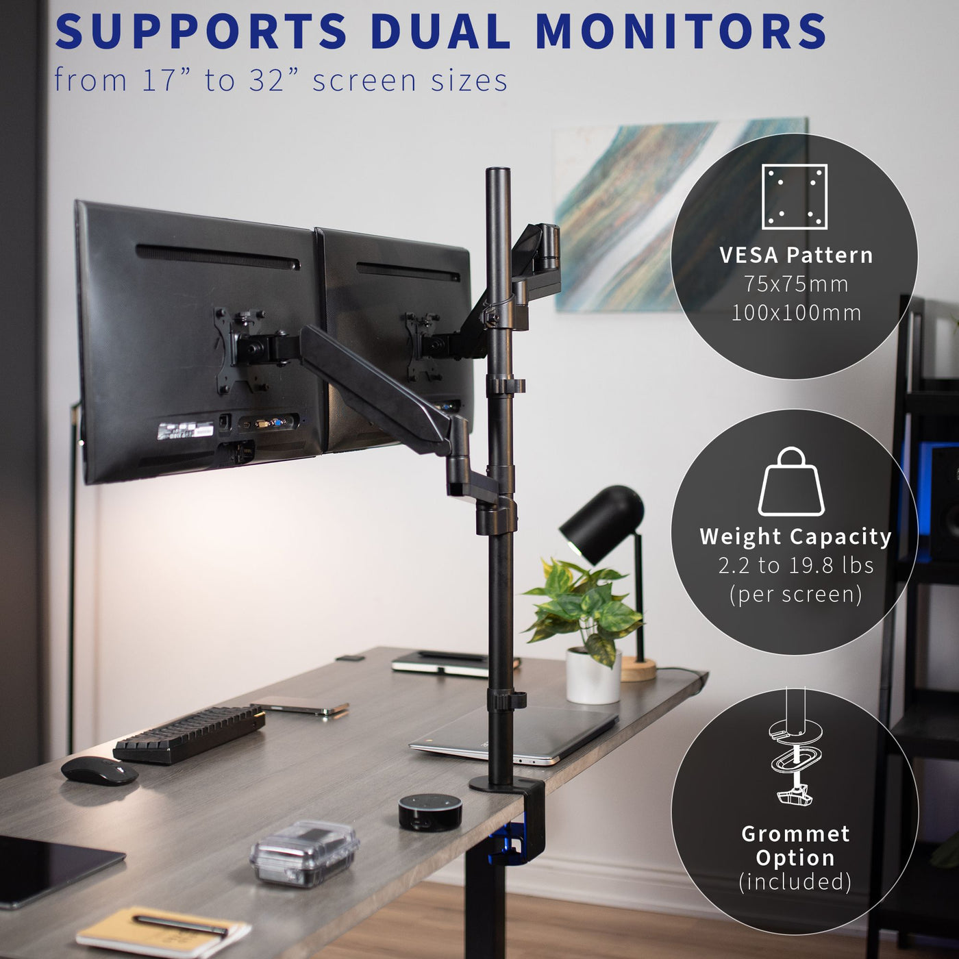 Extra-Tall Dual Spring Arm Adjustable Monitor Desk Mount – Mount-It!