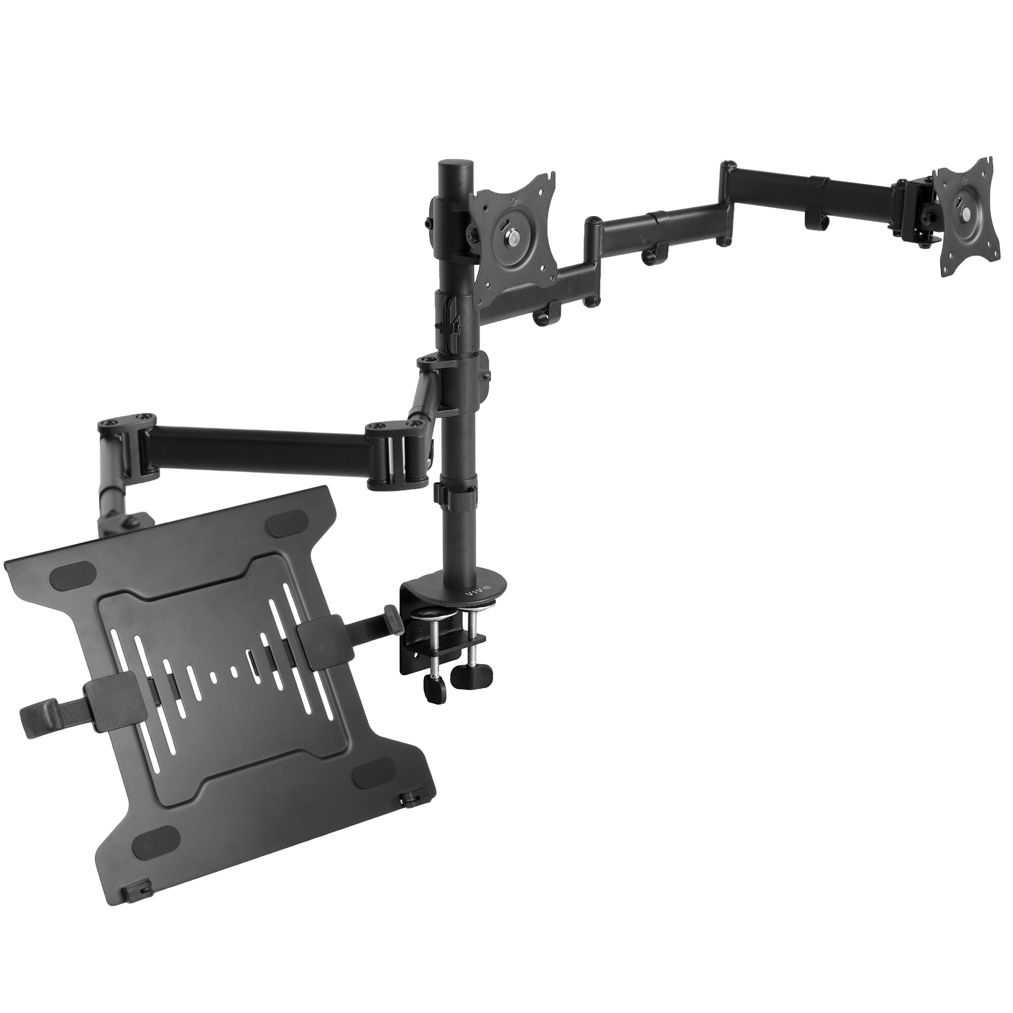 Black Dual Monitor + Single Laptop Desk Mount