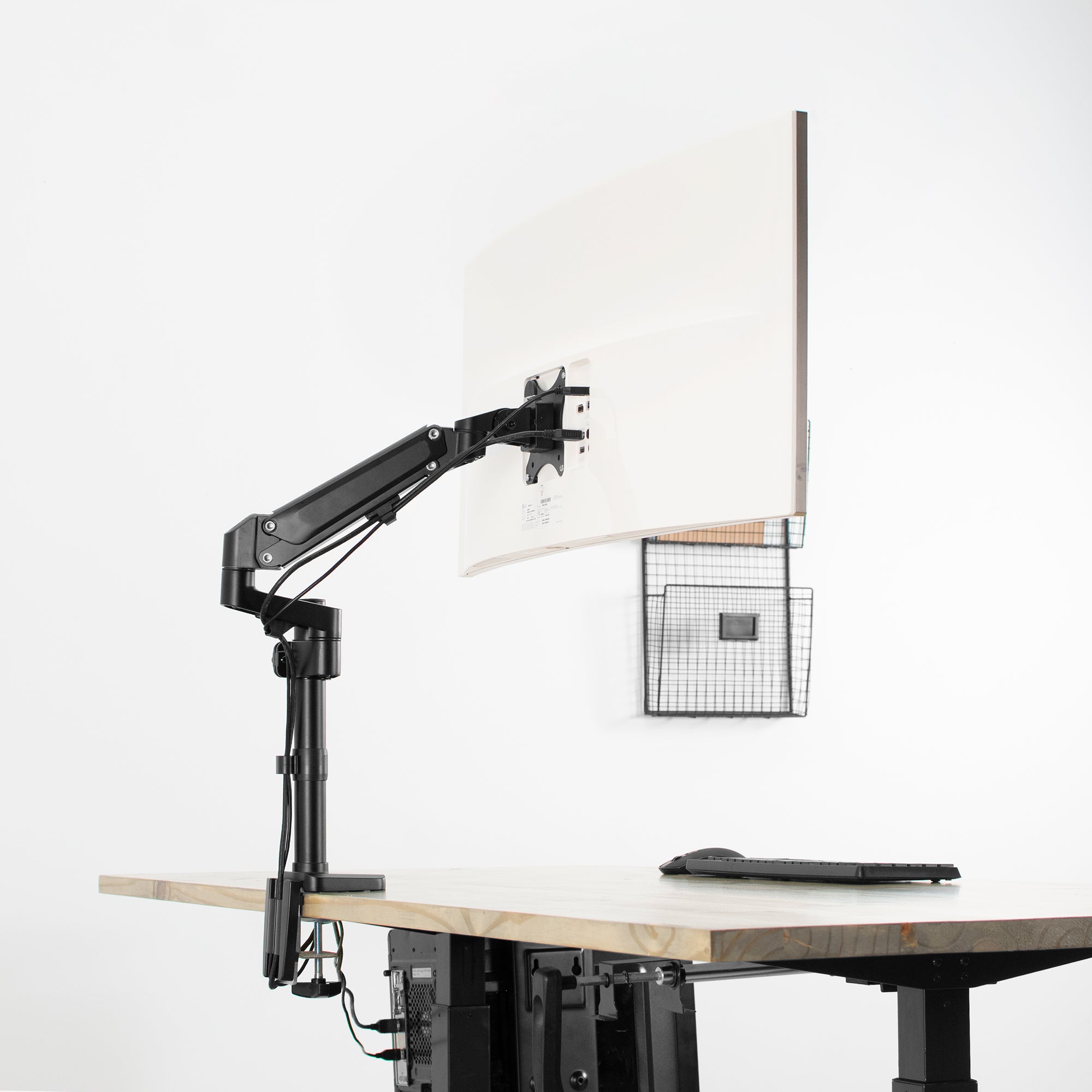 Pneumatic Arm Single Monitor Desk Mount