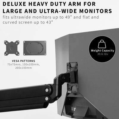 Heavy duty monitor mount with two removable VESA plate options.