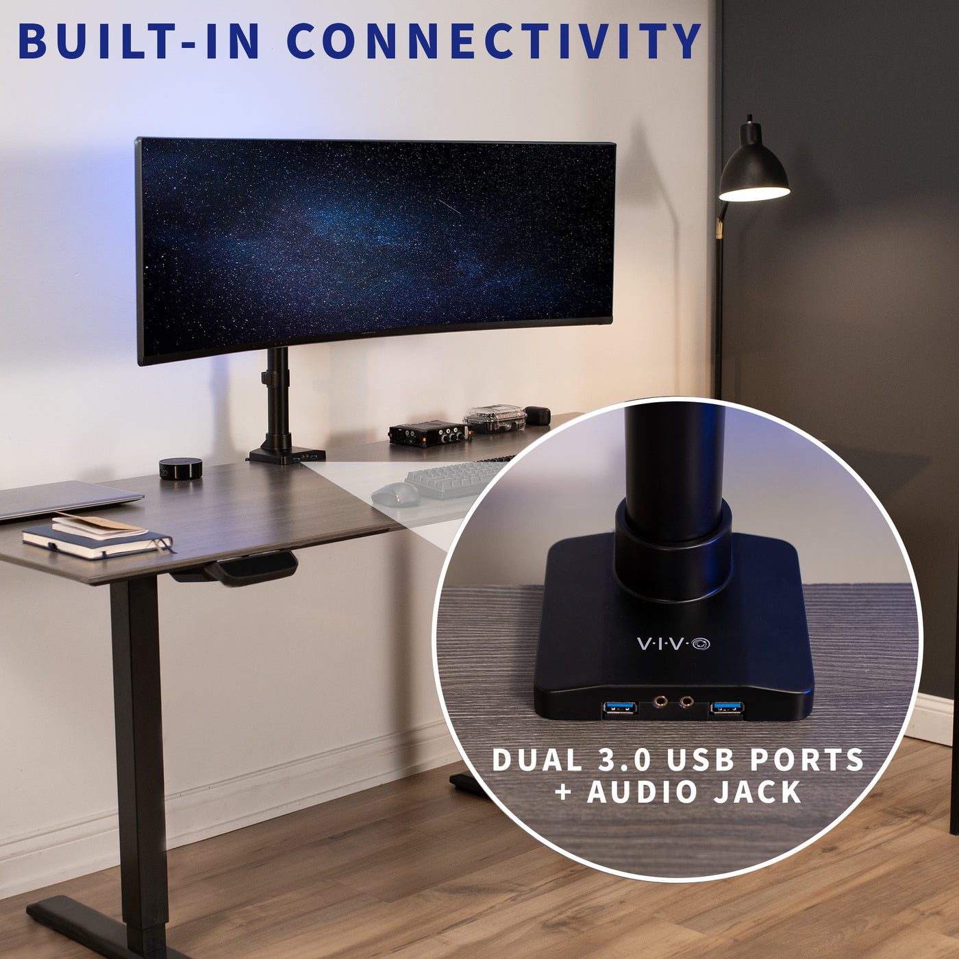 Pneumatic Arm Single Ultrawide Monitor Desk Mount – VIVO - desk solutions, screen  mounting, and more