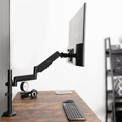 Sturdy adjustable pneumatic arm single monitor ergonomic desk mount for office workstation.