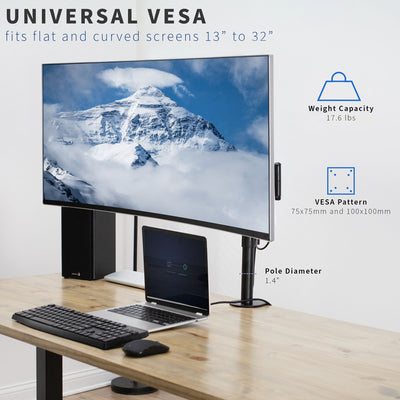 Universal VESA Single Monitor Desk Mount with Extra Long Arm