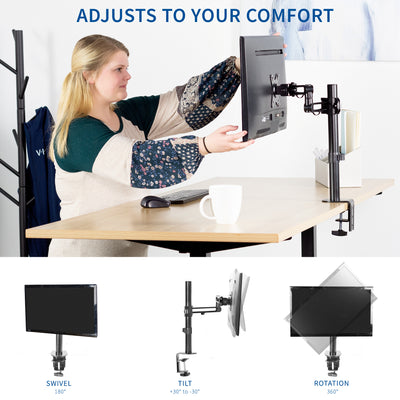 Single Monitor Desk Mount adjust to your comfort