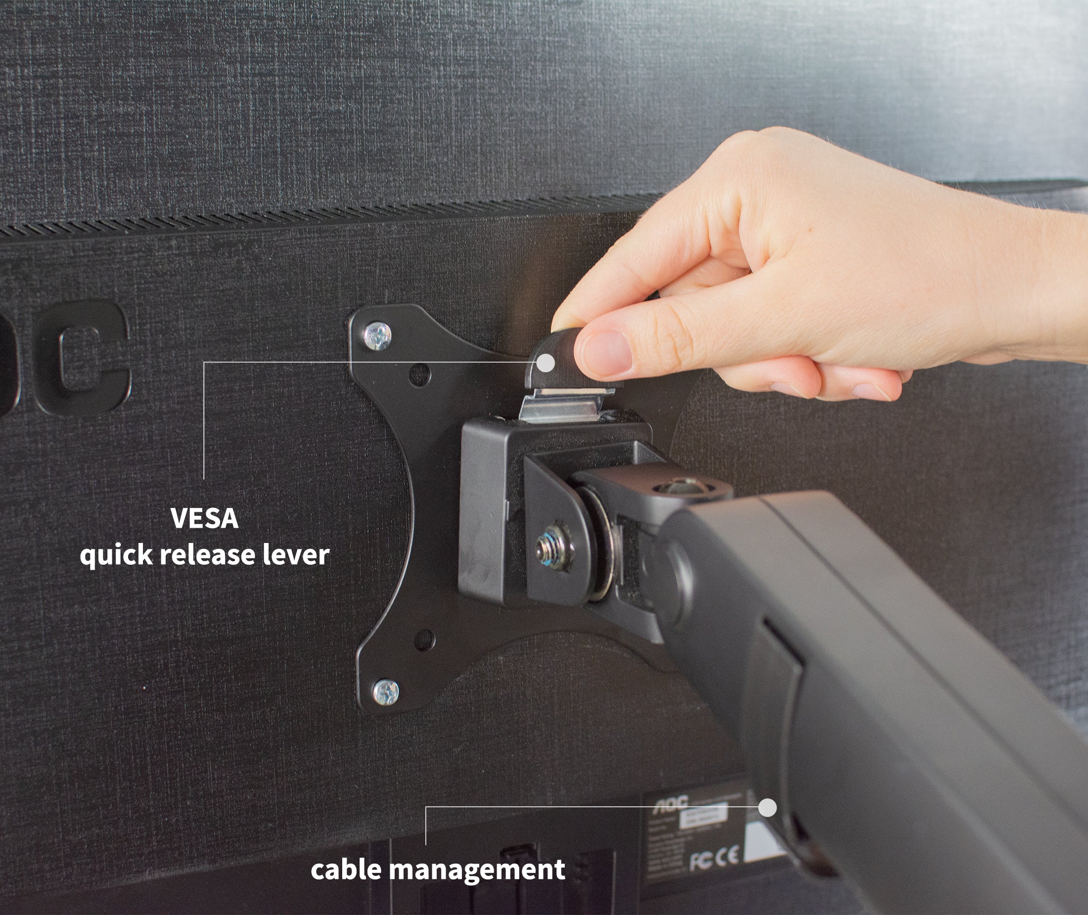 Pneumatic Arm Dual Monitor Desk Mount with Cable Management