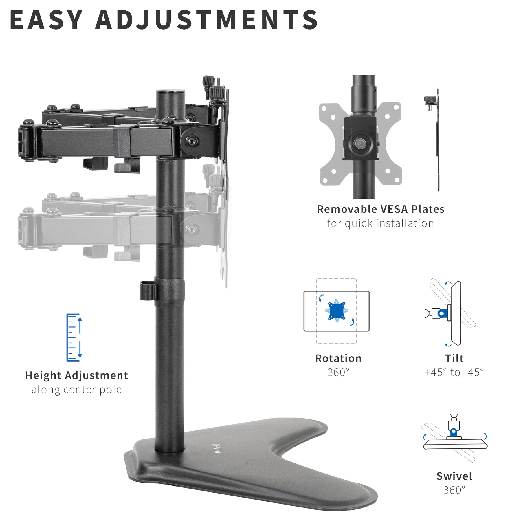 Dual Monitor Desk Stand – VIVO - desk solutions, screen mounting, and more