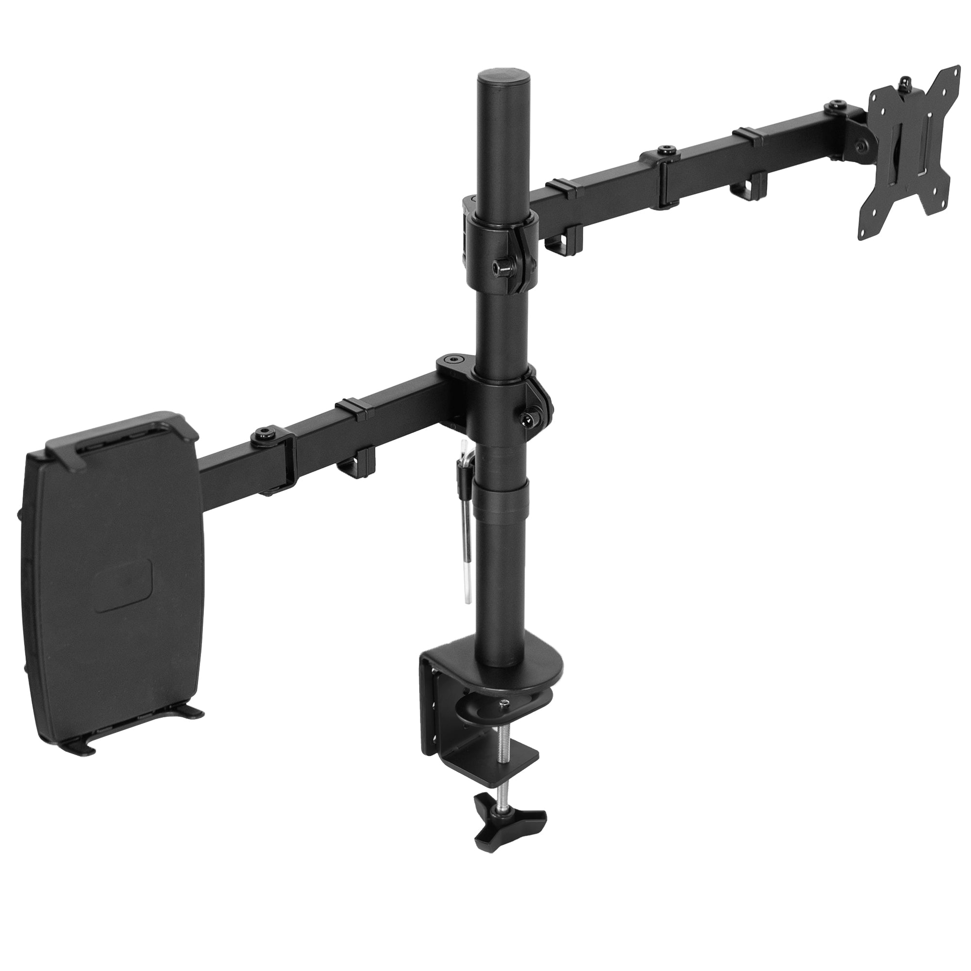 Sturdy single monitor and tablet desk mount.