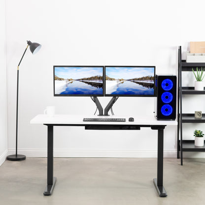 Pneumatic Arm Dual Monitor Desk Mount