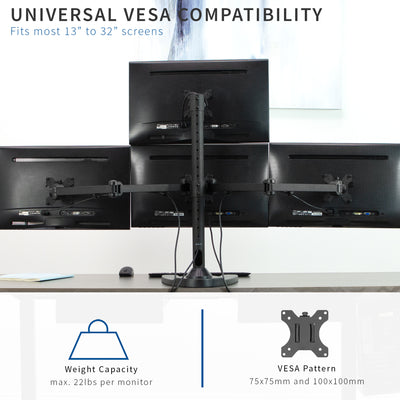 Quad Monitor Desk Stand universal compatibility