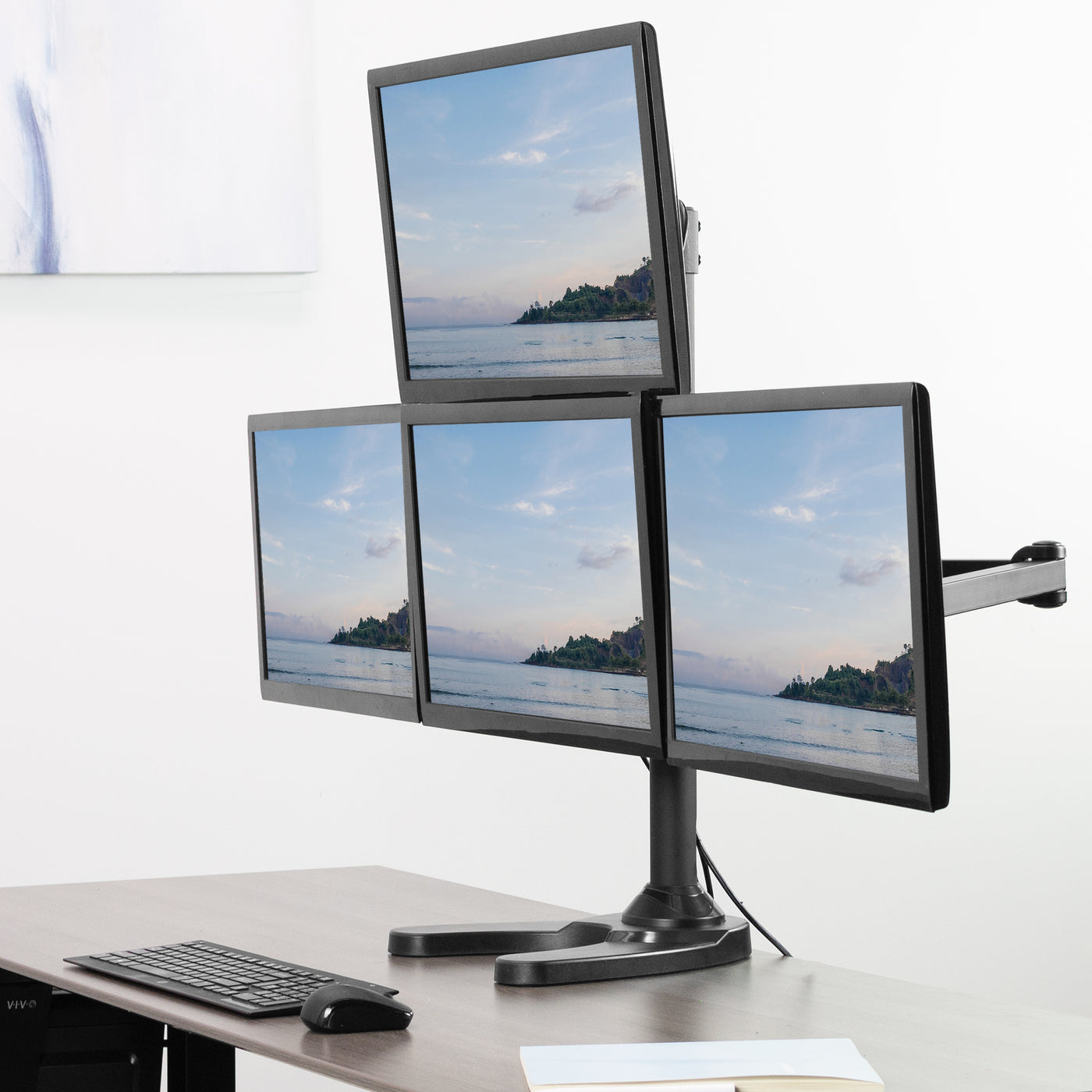 VIVO Steel Quad LED LCD Computer Monitor Heavy Duty Desk Mount, 3