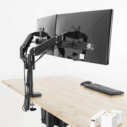 Pneumatic Arm Dual Monitor Desk Mount