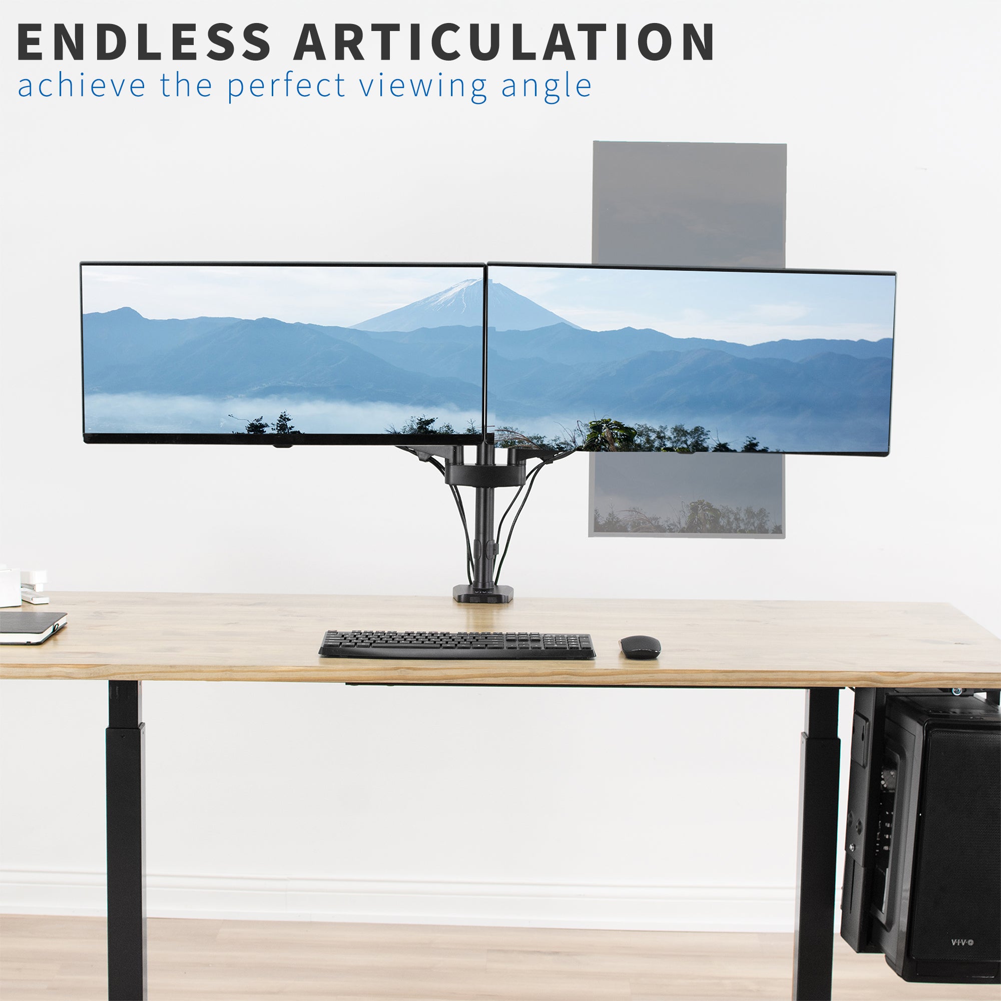 Pneumatic Arm Dual Monitor Desk Mount