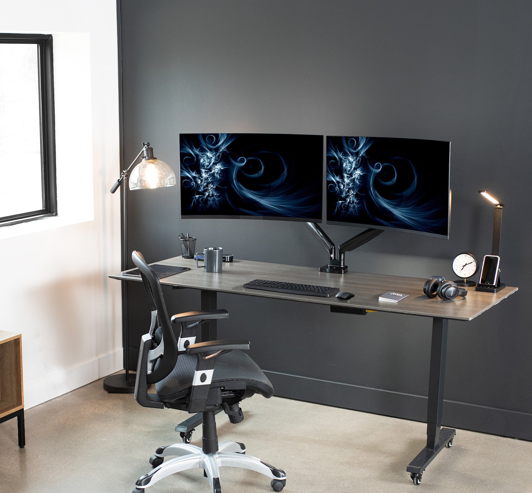 Pneumatic Arm Dual Ultrawide Monitor Desk Mount – VIVO - desk solutions ...