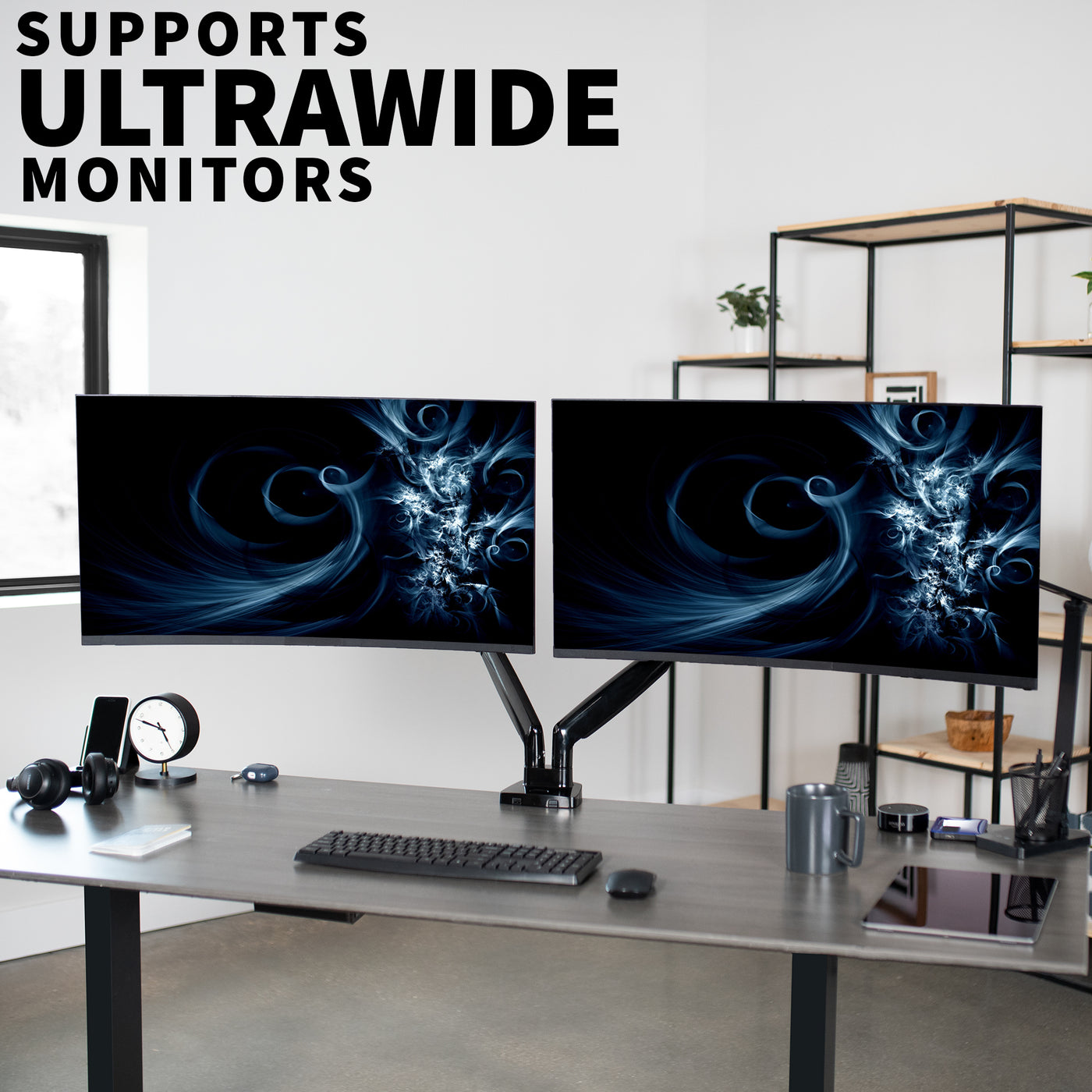 Pneumatic Arm Dual Ultrawide Monitor Desk Mount – VIVO - desk solutions ...