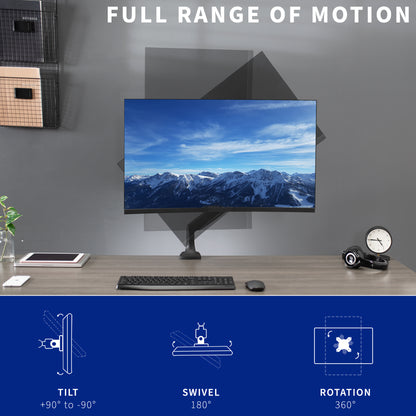 Pneumatic Arm Articulating Single Monitor Desk Mount