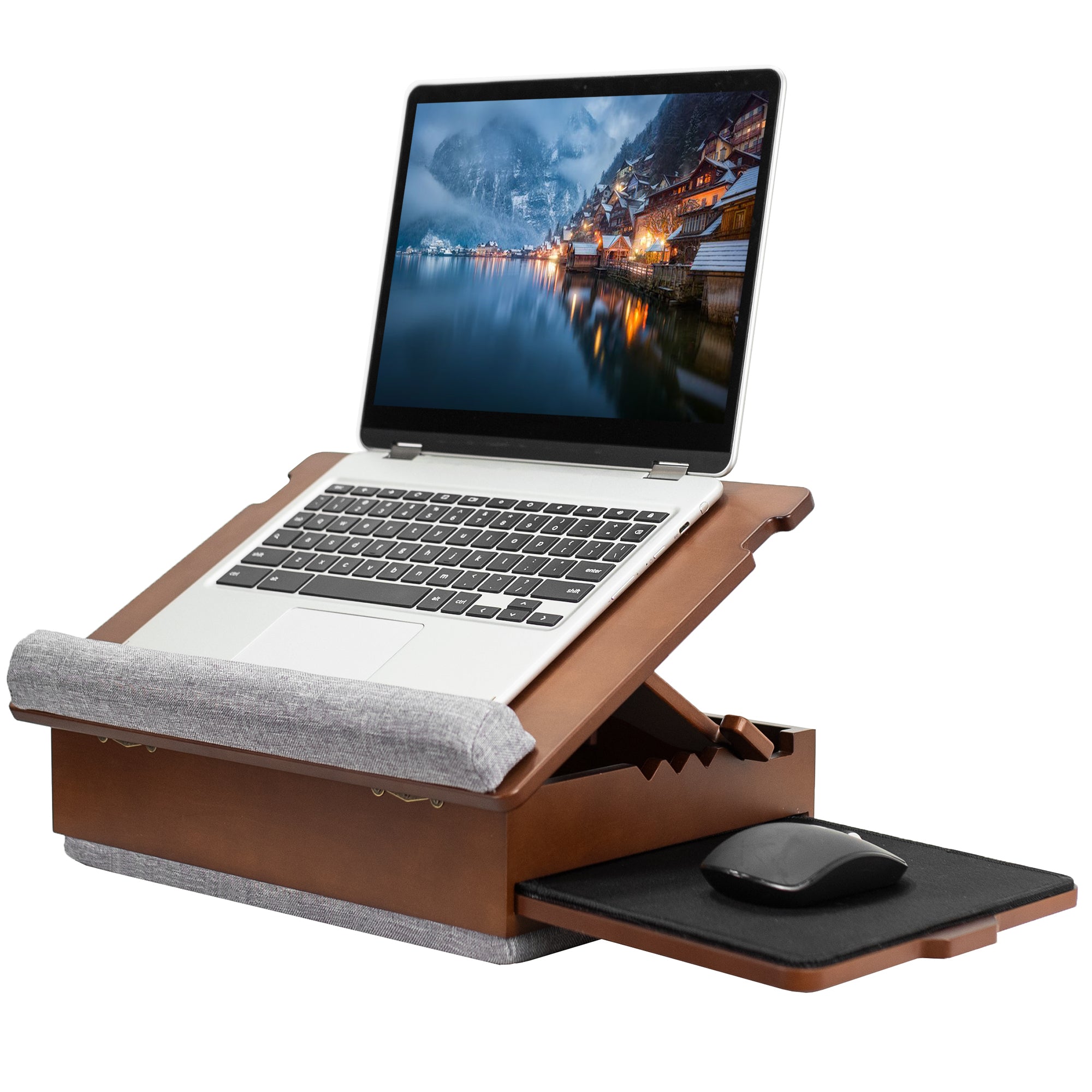 Wooden Lap Desk with Storage and Mouse Pad